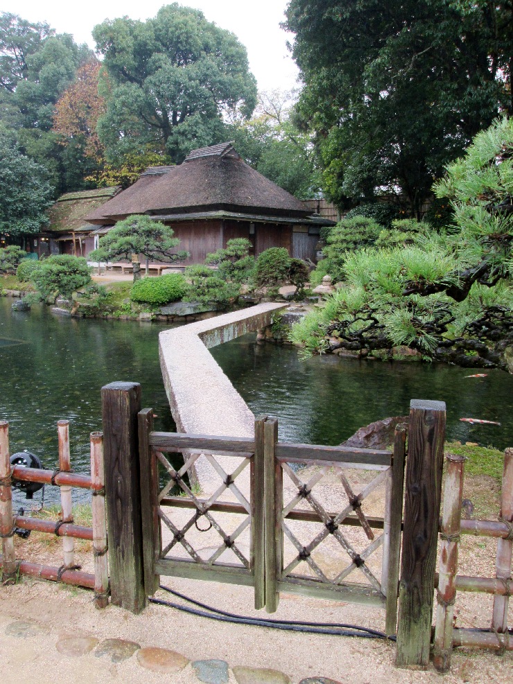 岡山　後楽園　石橋　枝折戸